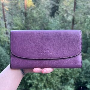 COACH Vintage Women's Purple Leather Trifold Wallet AUTHENTIC